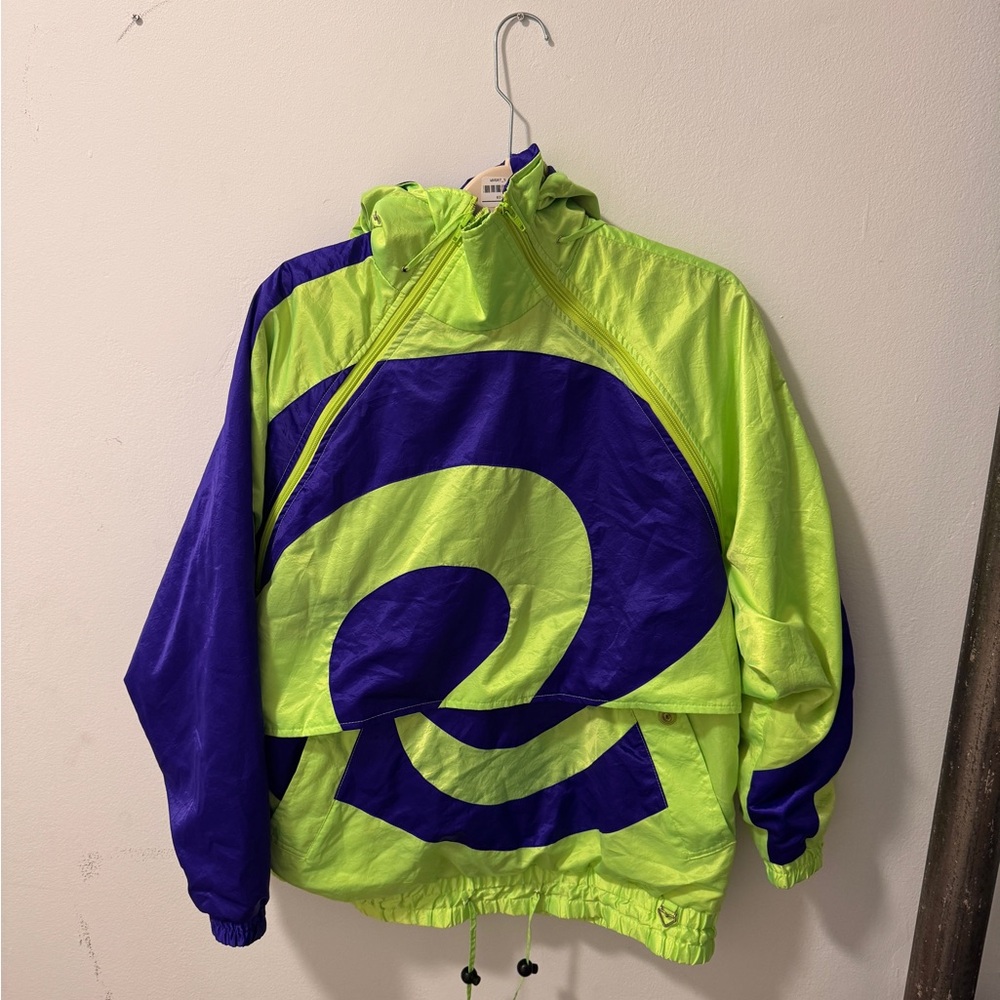 Bold Neon Green and Purple Windbreaker